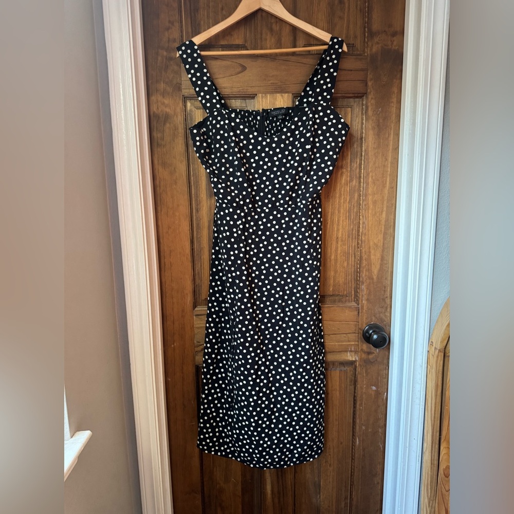 Rachel Zoe Black Polka Dot Midi Dress - Classic Sleeveless Style